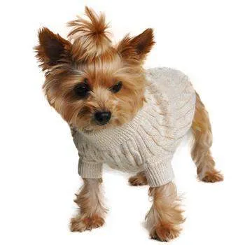 100% Pure Combed Cotton Oatmeal Cable Knit Dog Sweater