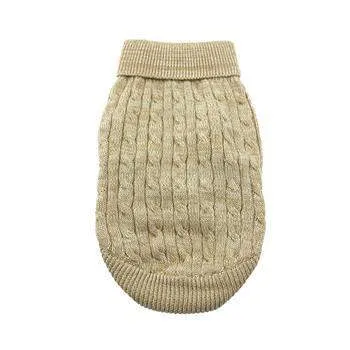 100% Pure Combed Cotton Oatmeal Cable Knit Dog Sweater