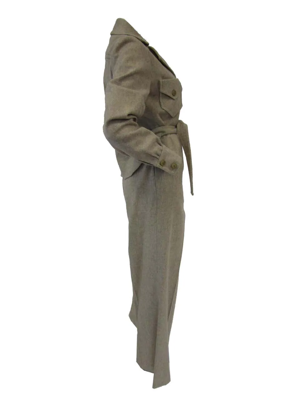 1970s Beige Wool Tailored Jumpsuit