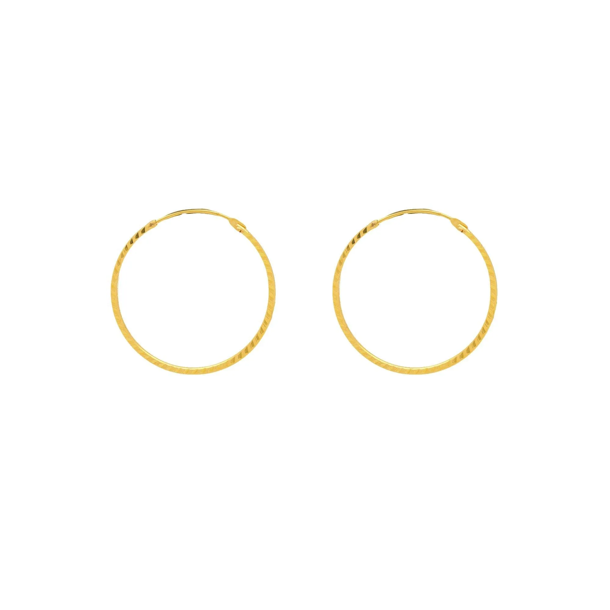 22K Yellow Gold Thin Hoops, 2.2 Grams