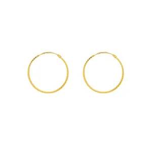 22K Yellow Gold Thin Hoops, 2.2 Grams