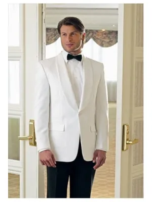 367C - White One Button Shawl Dinner Jacket