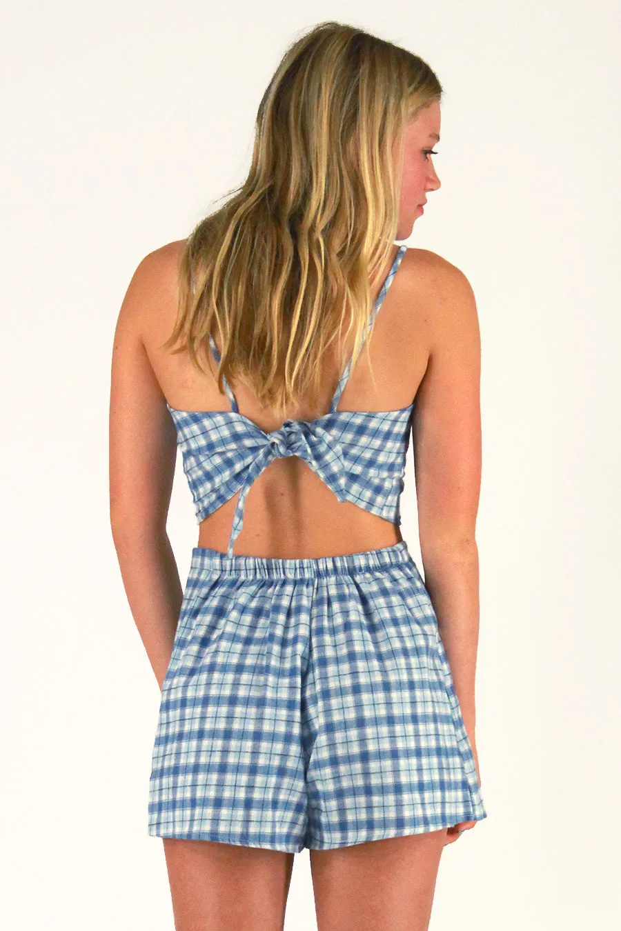 Adjustable Cami Top and Skorts - Flannel Blue Plaid