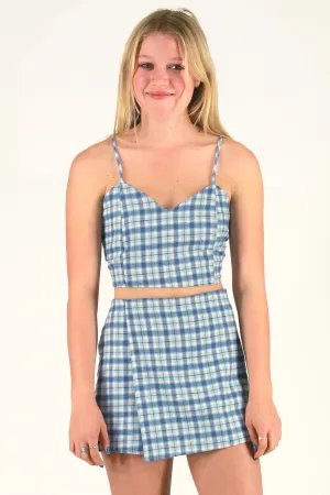 Adjustable Cami Top and Skorts - Flannel Blue Plaid