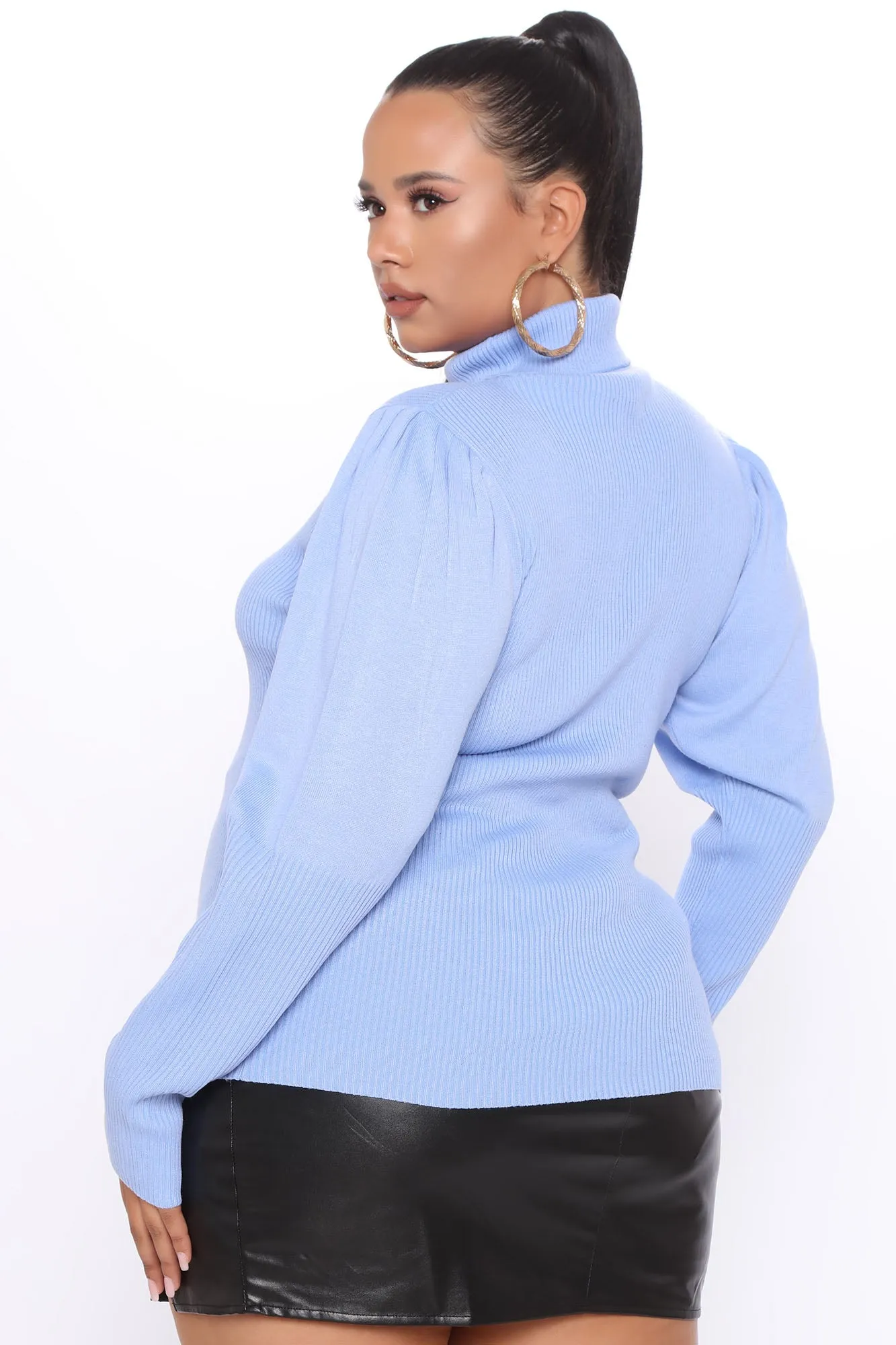 Adored By You Turtleneck Sweater - Light Blue