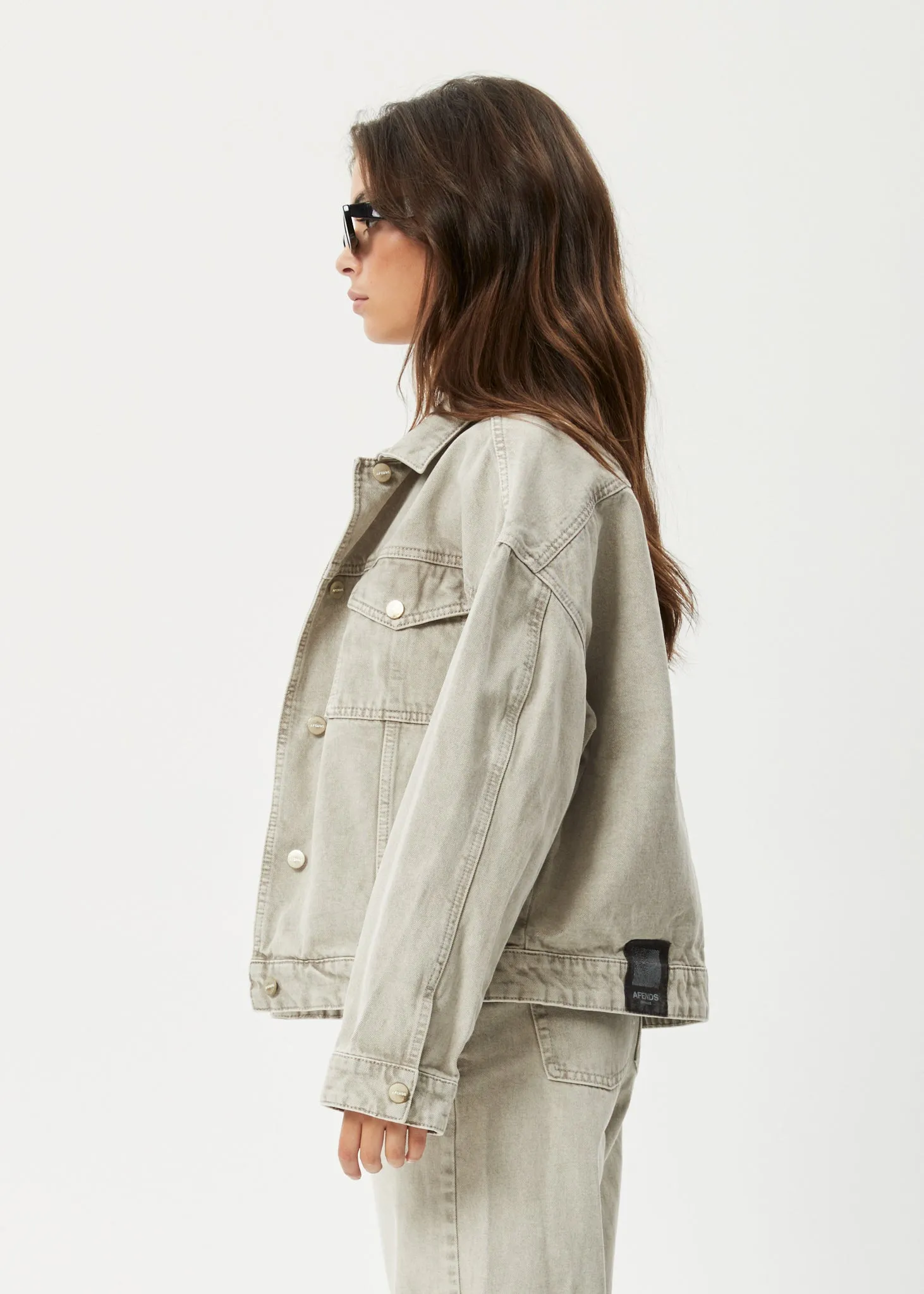 AFENDS Unisex Innie - Unisex Denim Jacket - Faded Cement