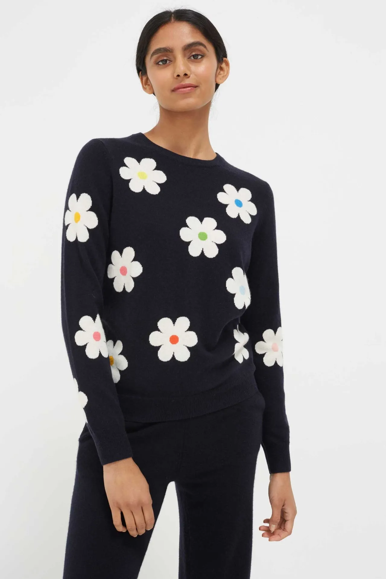 All Over Floral Sweater, Navy