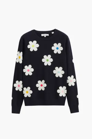 All Over Floral Sweater, Navy