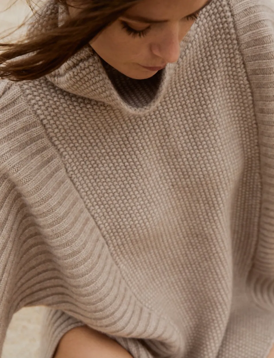 Anita Turtleneck Sweater, Taupe