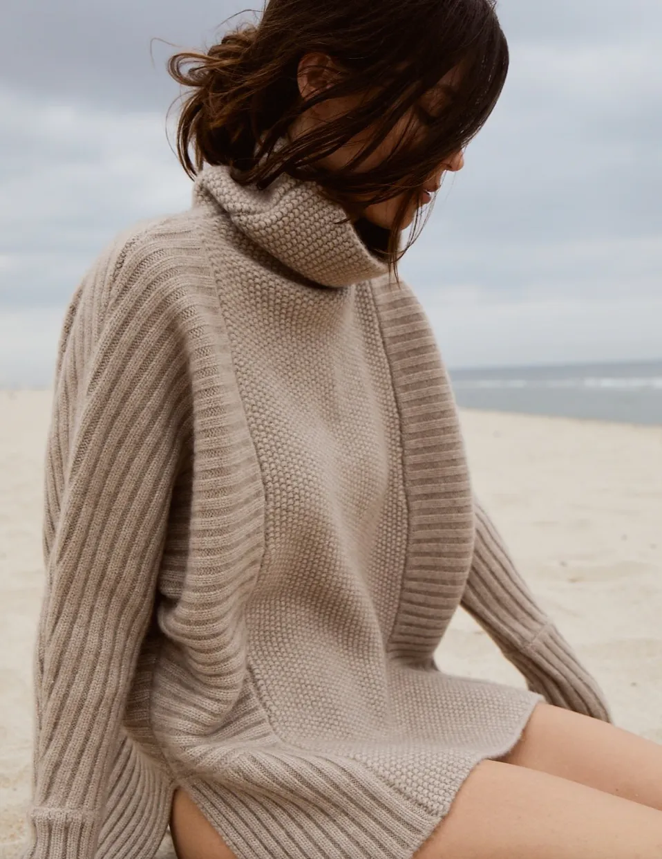 Anita Turtleneck Sweater, Taupe