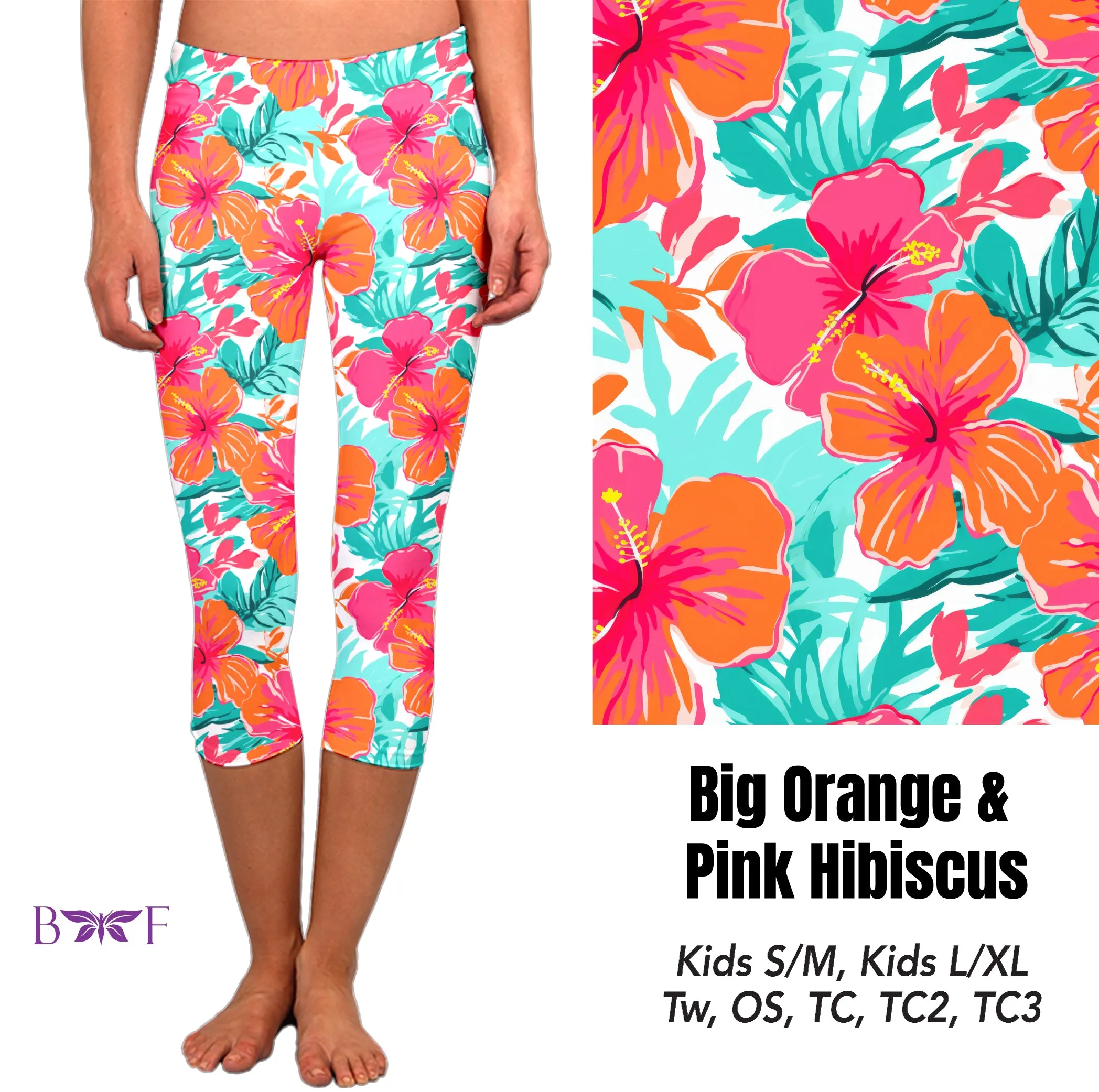 Big Orange and Pink Hibiscus Skorts