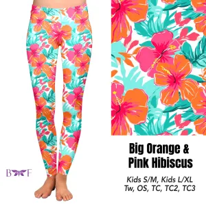 Big Orange and Pink Hibiscus Skorts