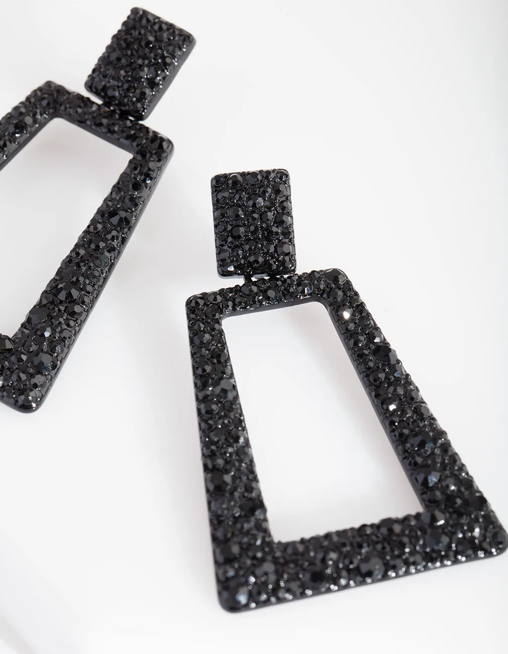 Black Diamante Geometric Earrings