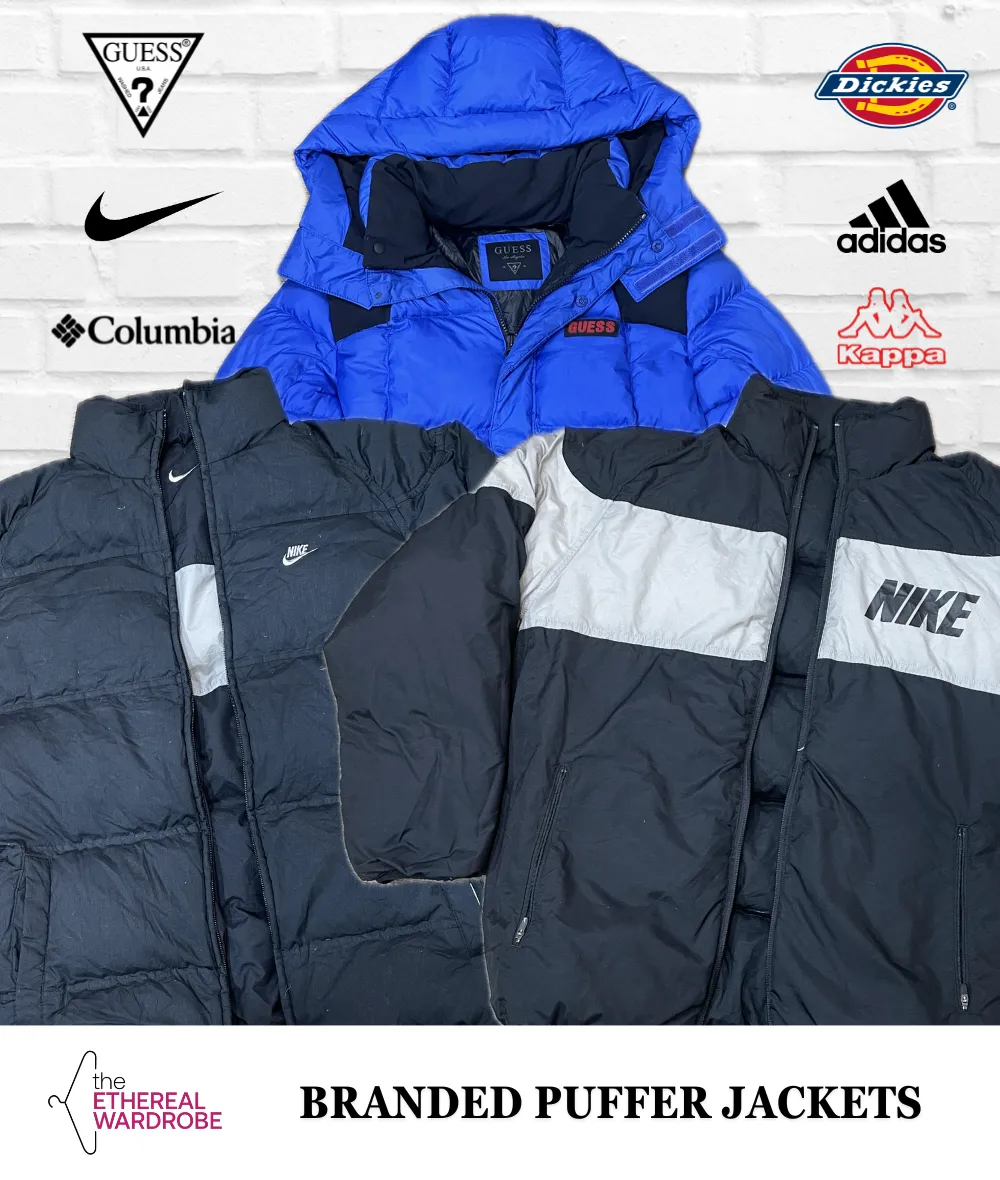 Branded Puffer Jackets Including Nike Reversible, Dickies and Guess