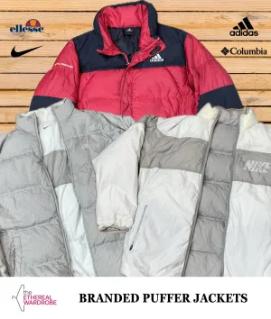 Branded Puffer Jackets with Vintage pcs Including Nike Reversible, Adidas 800 and other brands