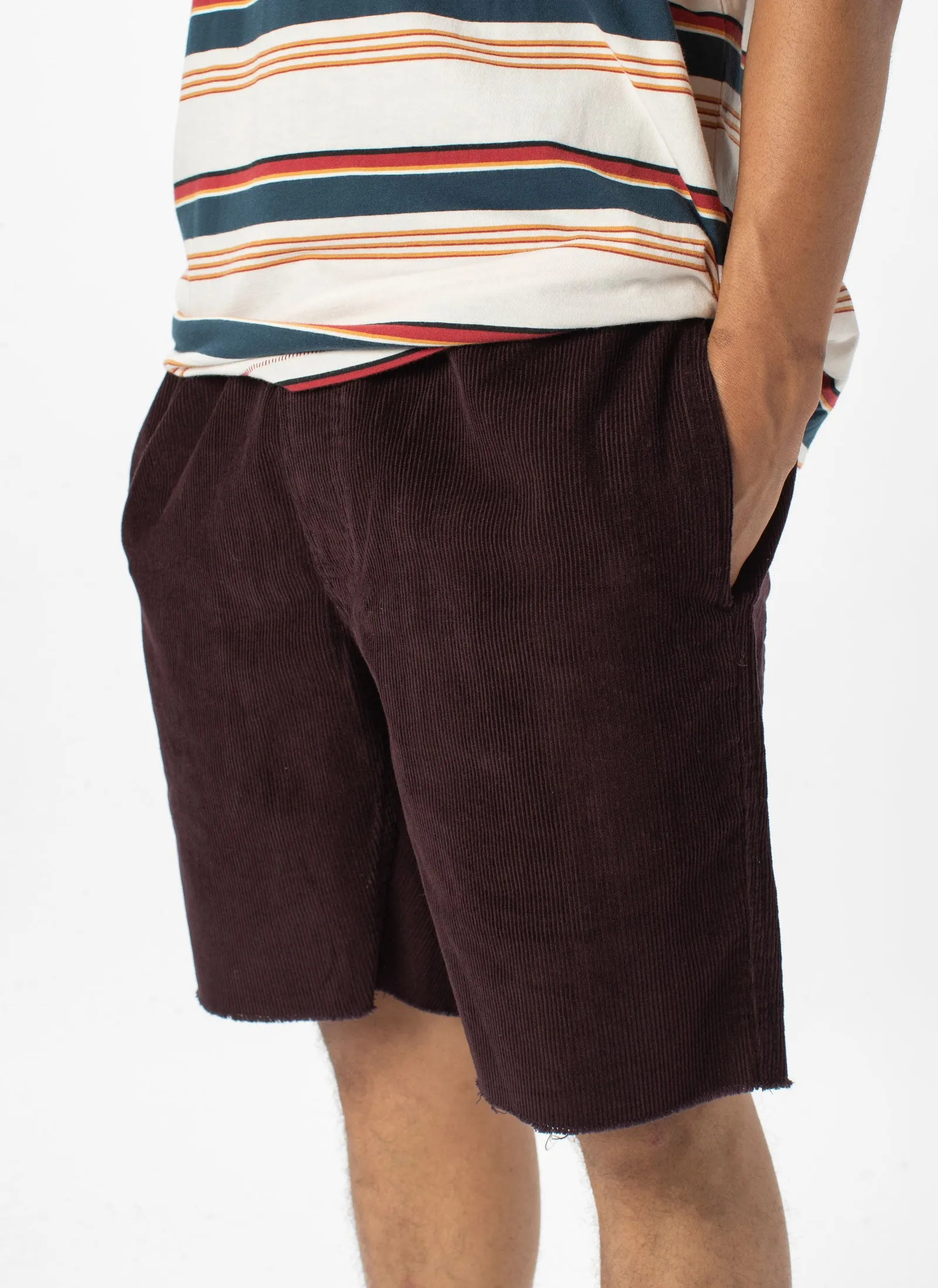 B.Relaxed Short Oxblood Corduroy