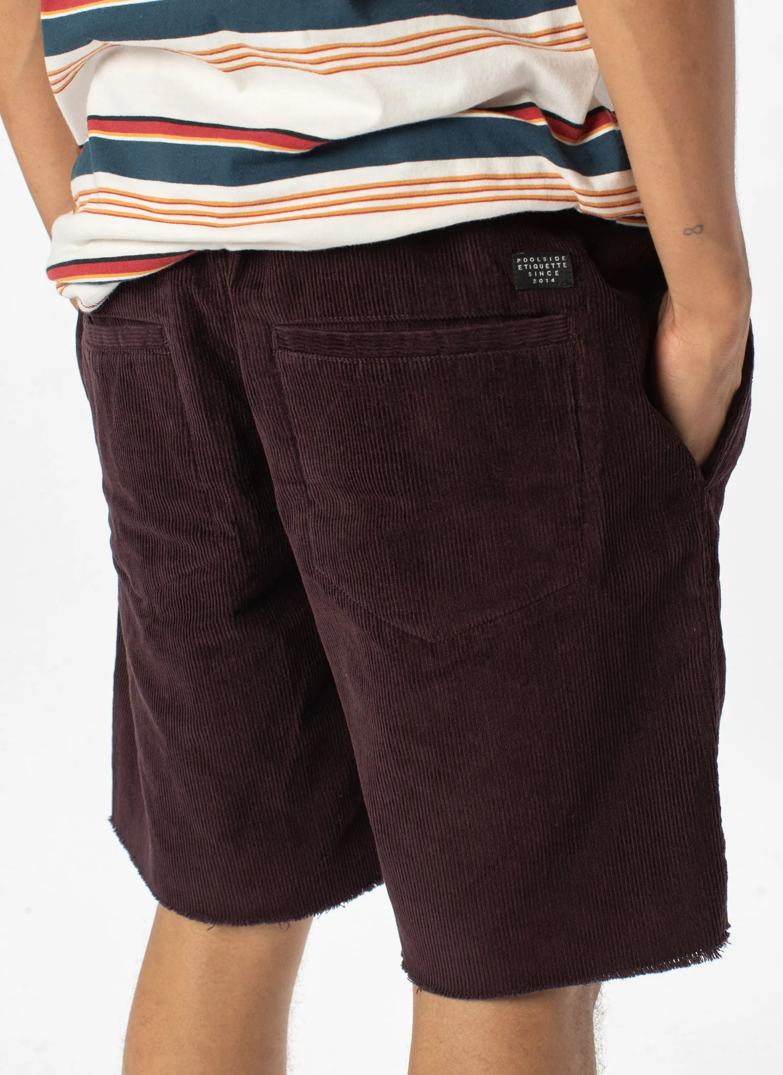 B.Relaxed Short Oxblood Corduroy