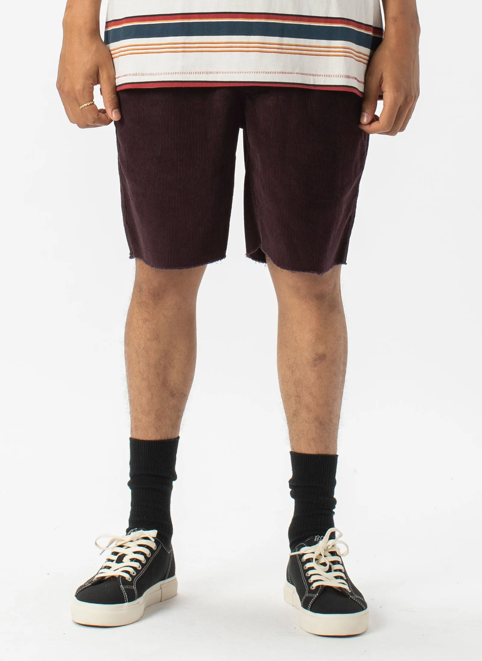 B.Relaxed Short Oxblood Corduroy