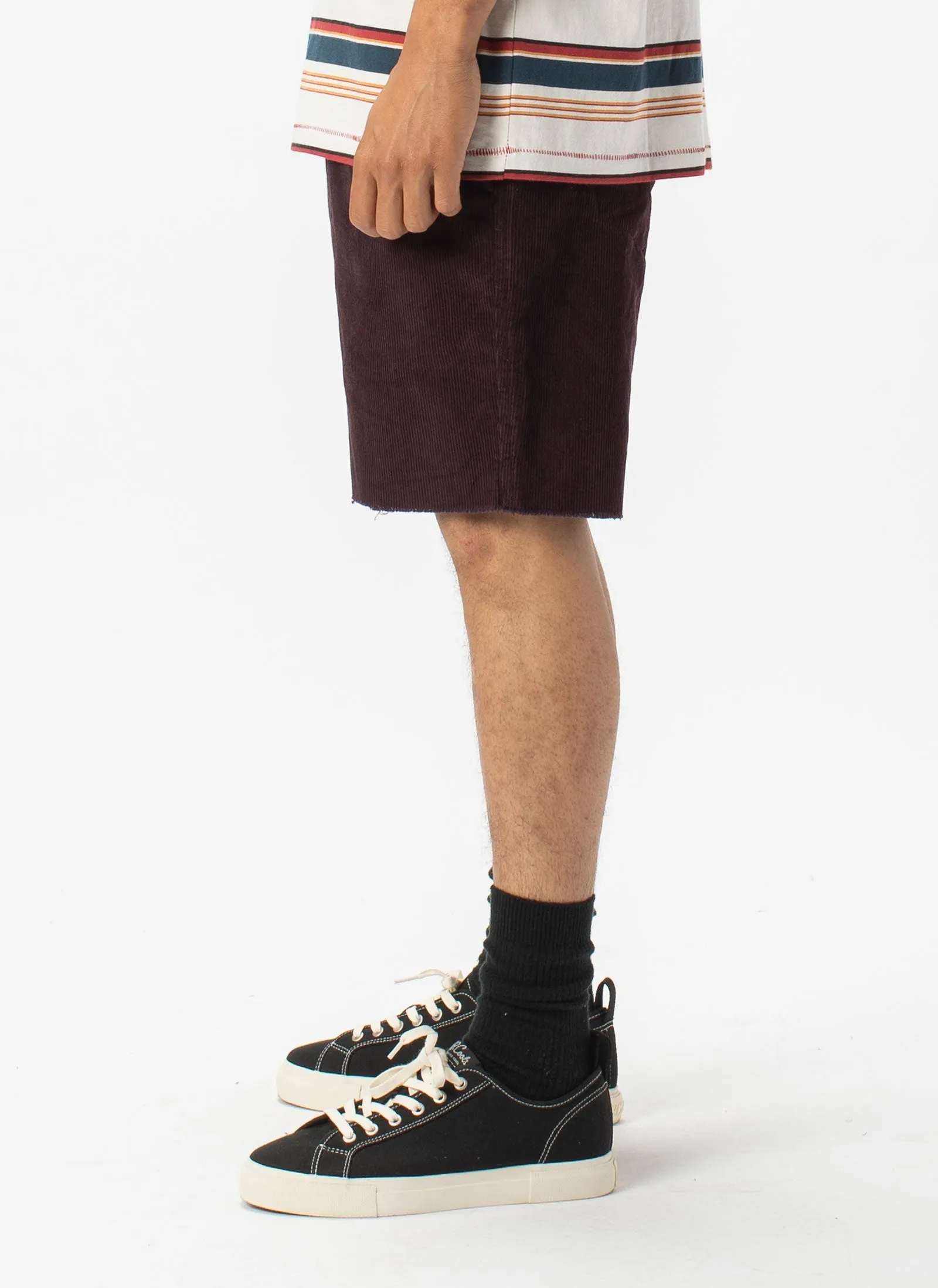 B.Relaxed Short Oxblood Corduroy