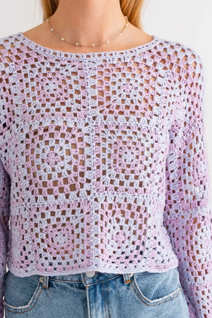 Brittany Crochet Top Lilac