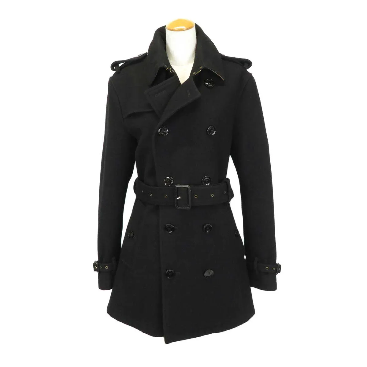 Burberry Wool Peacoat Black XS Belted