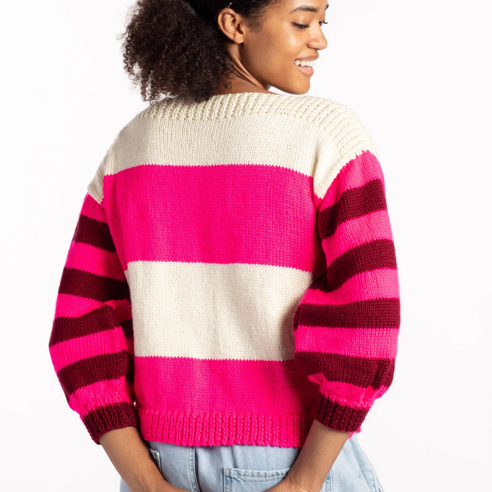 Caron Striped Harmony Beginner Knit Sweater