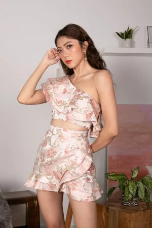 Celeslia Ruffles Skorts in Pink Florals