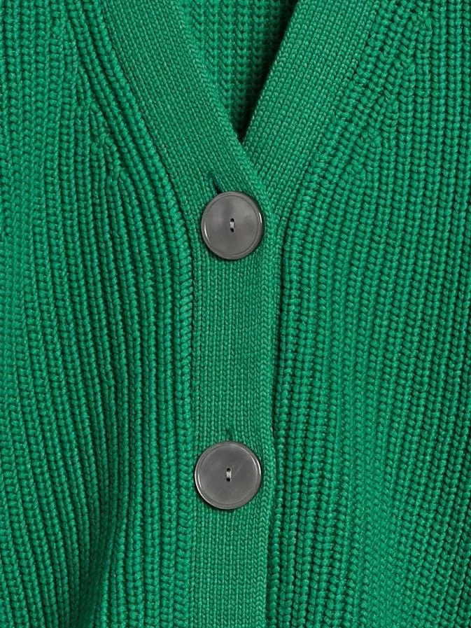 Chunky Ribbed Cardigan Sweater in Hula Green