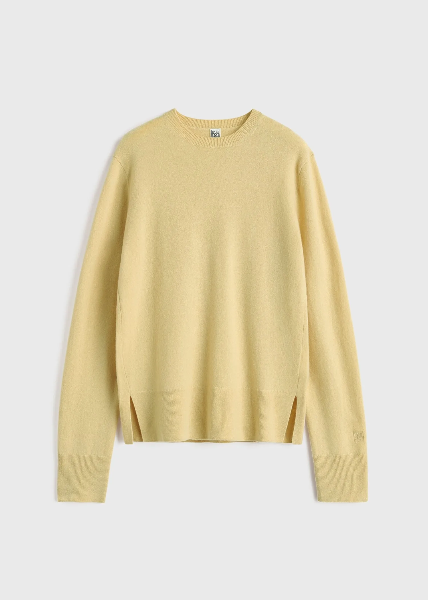 Crew-neck cashmere knit soft yellow