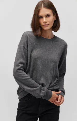 CREW NECK SWEATER IN MID GREY MELANGE