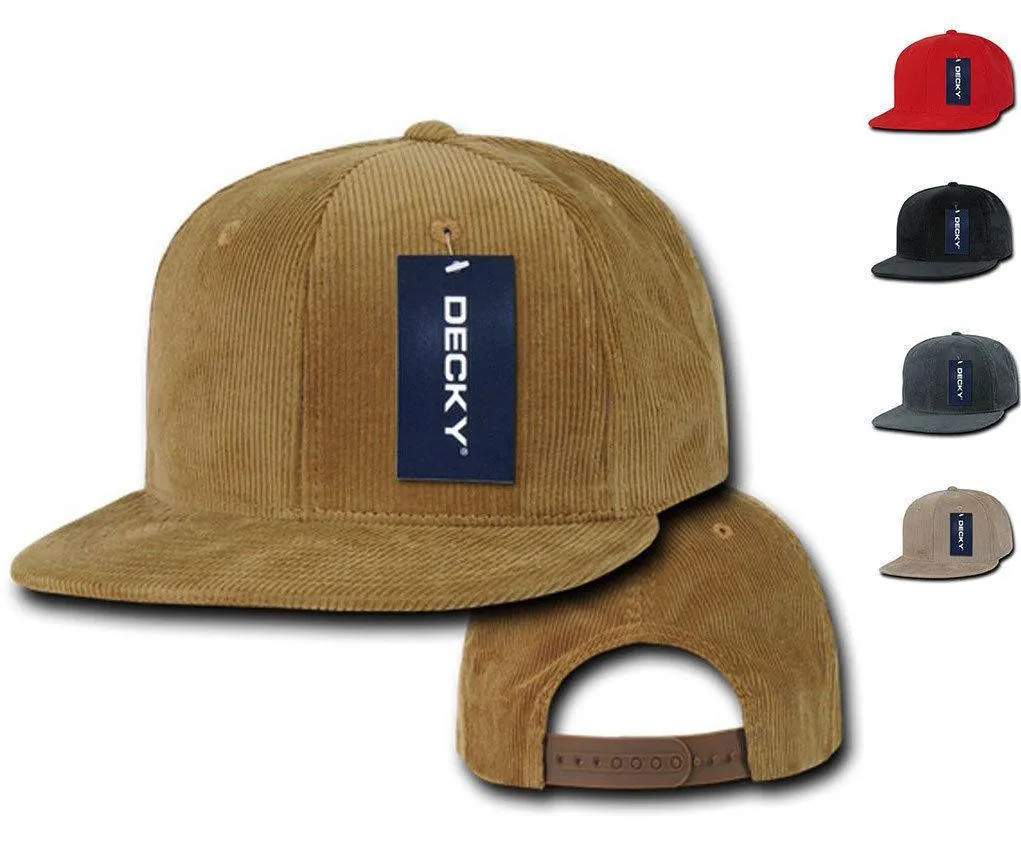 Decky Corduroy Snapback Retro 6 Panel Constructed Baseball Hats Caps