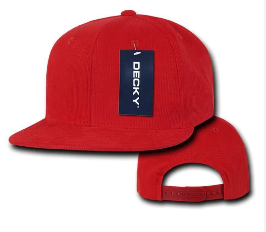 Decky Corduroy Snapback Retro 6 Panel Constructed Baseball Hats Caps