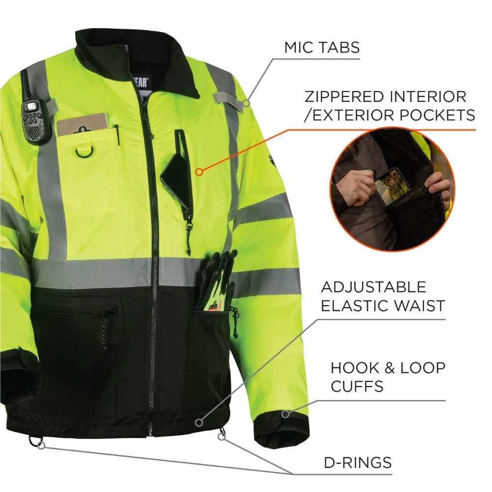 Ergodyne 23423 #8351 M Lime Hi-Vis Windbreaker Water-Resistant Jacket