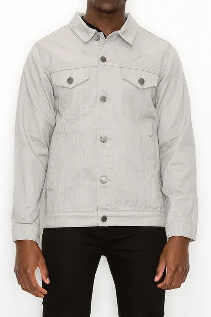 Essential Colored Denim Jacket - Grey