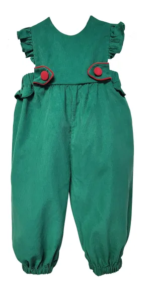 Girl's Green Corduroy Romper