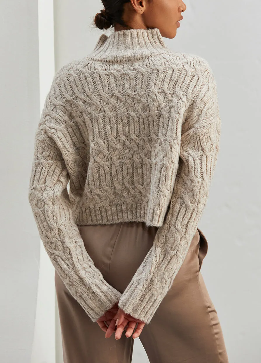 Gray Melange Turtleneck Sweater