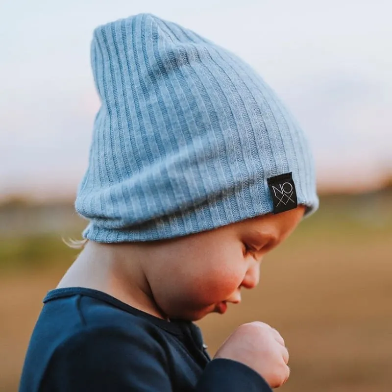 Heather Baby Blue | Wide Ribbed Knit Beanie