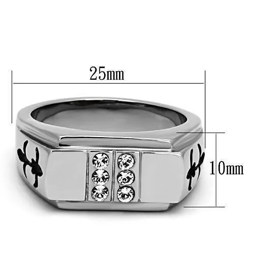 High polished (no plating) Stainless Steel Ring with Top Grade Crystal in Clear for Women Style TK1071