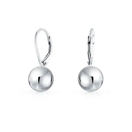 Italian Sterling Silver Leverback Ball Earrings