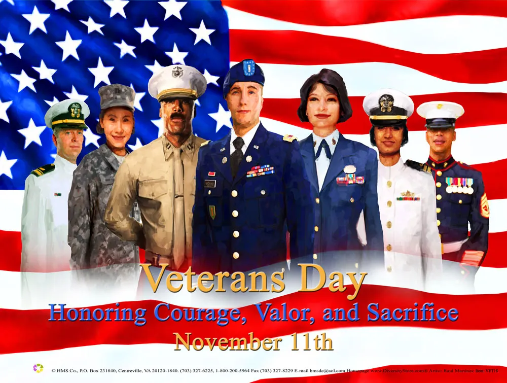 Item# VET1824x36 (Custom Made 24x36") Veterans Day Honoring Courage