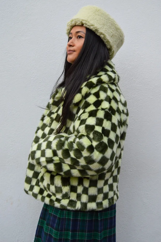 Jakke Traci Green Checkerboard Coat