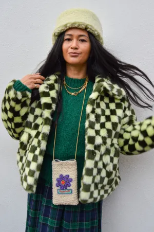 Jakke Traci Green Checkerboard Coat