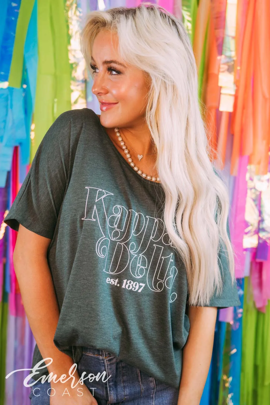 Kappa Delta Heather Green Recruitment Slouchy Tee