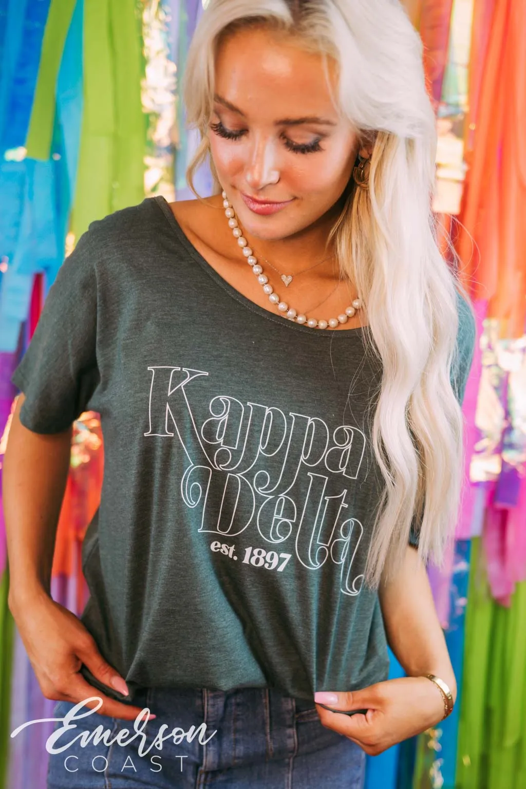 Kappa Delta Heather Green Recruitment Slouchy Tee