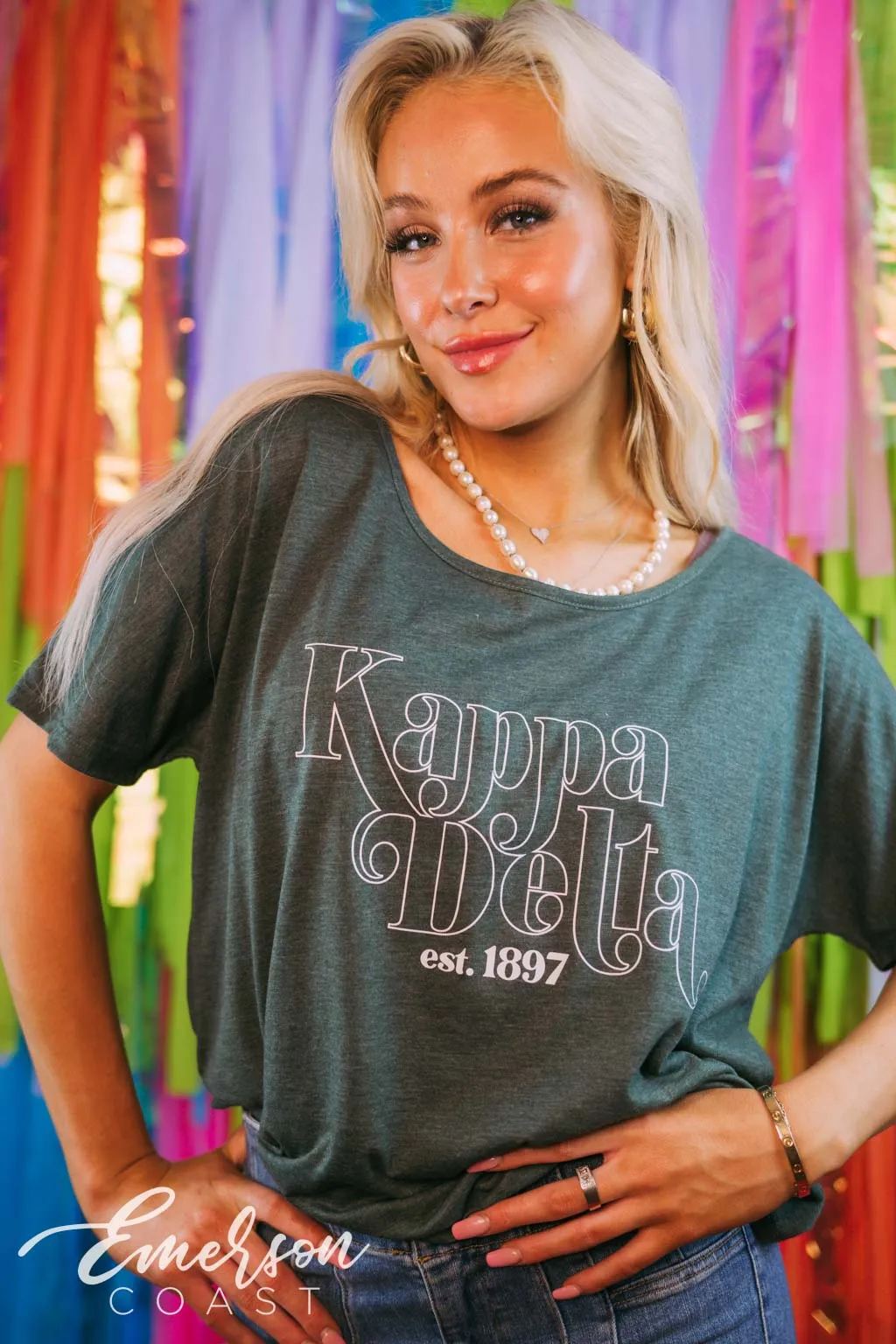 Kappa Delta Heather Green Recruitment Slouchy Tee