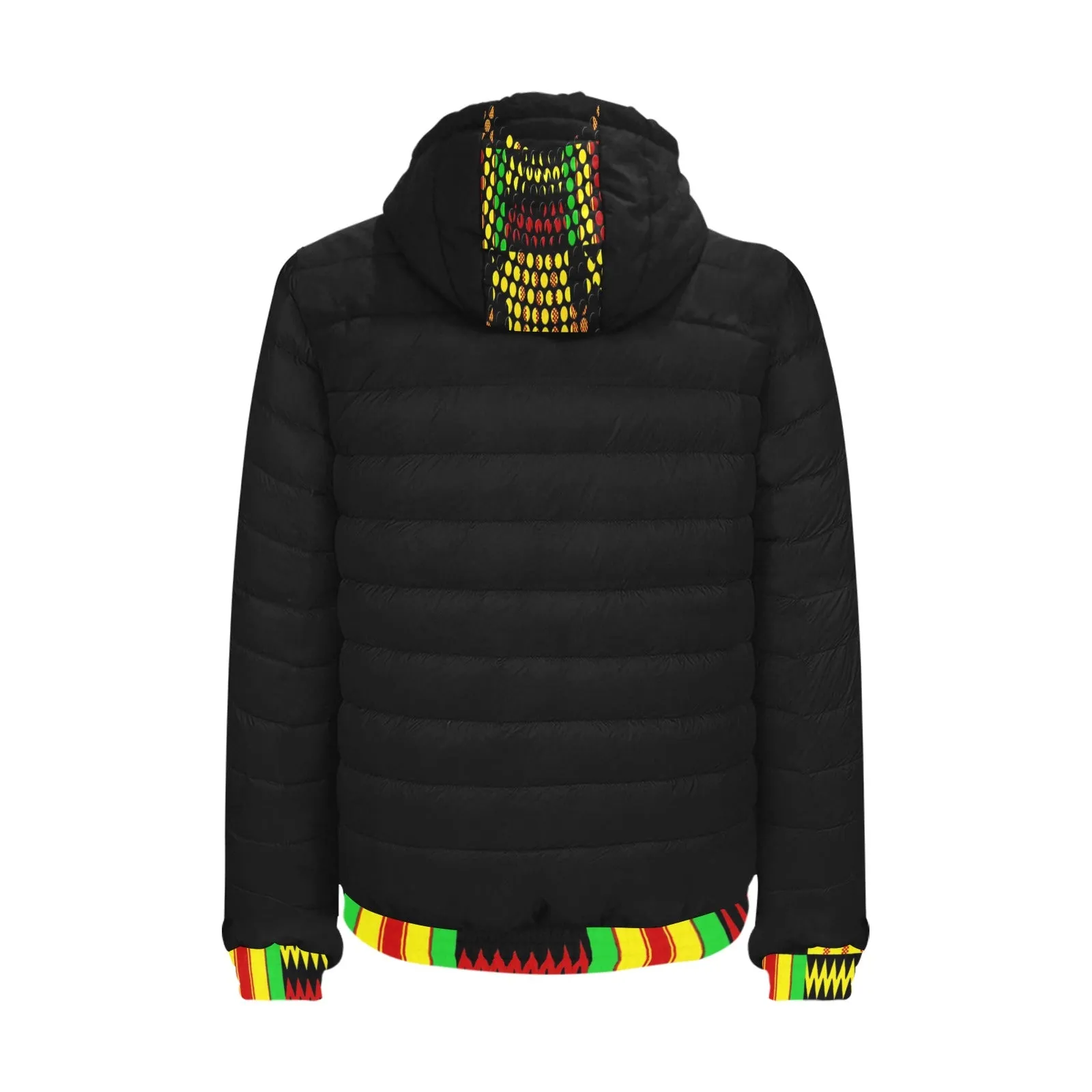 KENTE RASTA STRASS PADDED HOODIE JACKET Men's Padded Hooded Jacket