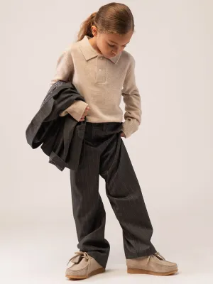 Kids Polo Sweater_Oatmeal