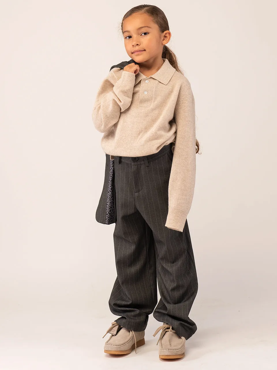 Kids Polo Sweater_Oatmeal