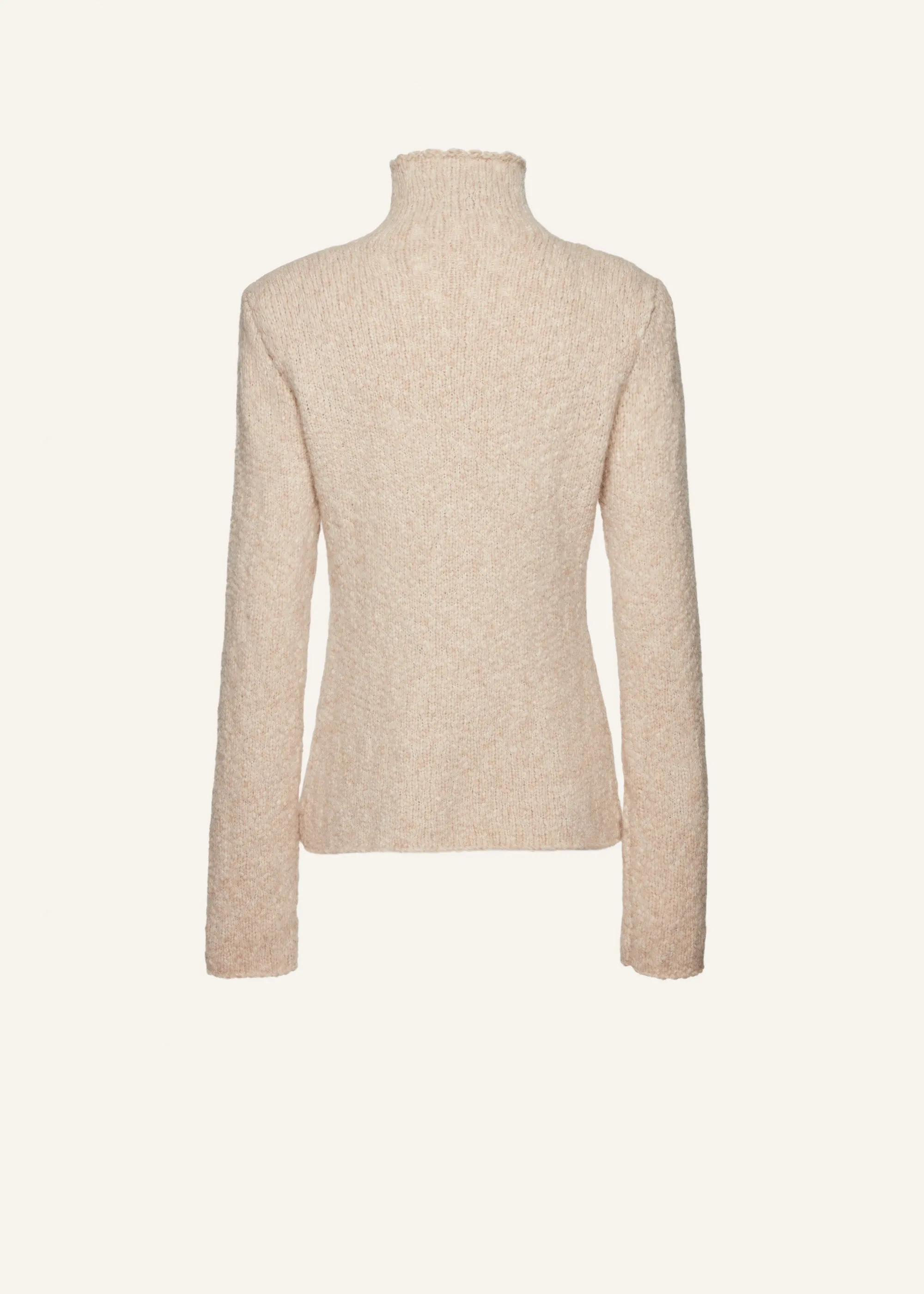 Lace bra cashmere turtleneck sweater in beige