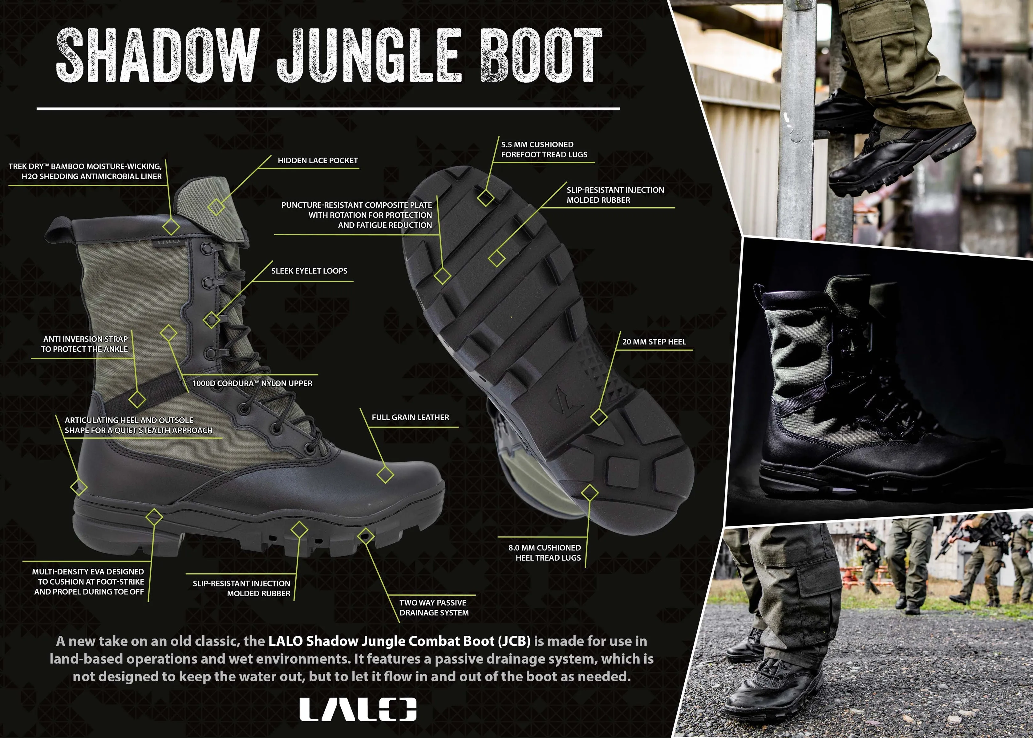 LALO SHADOW CB 9" Black Jungle Boots 1ML063